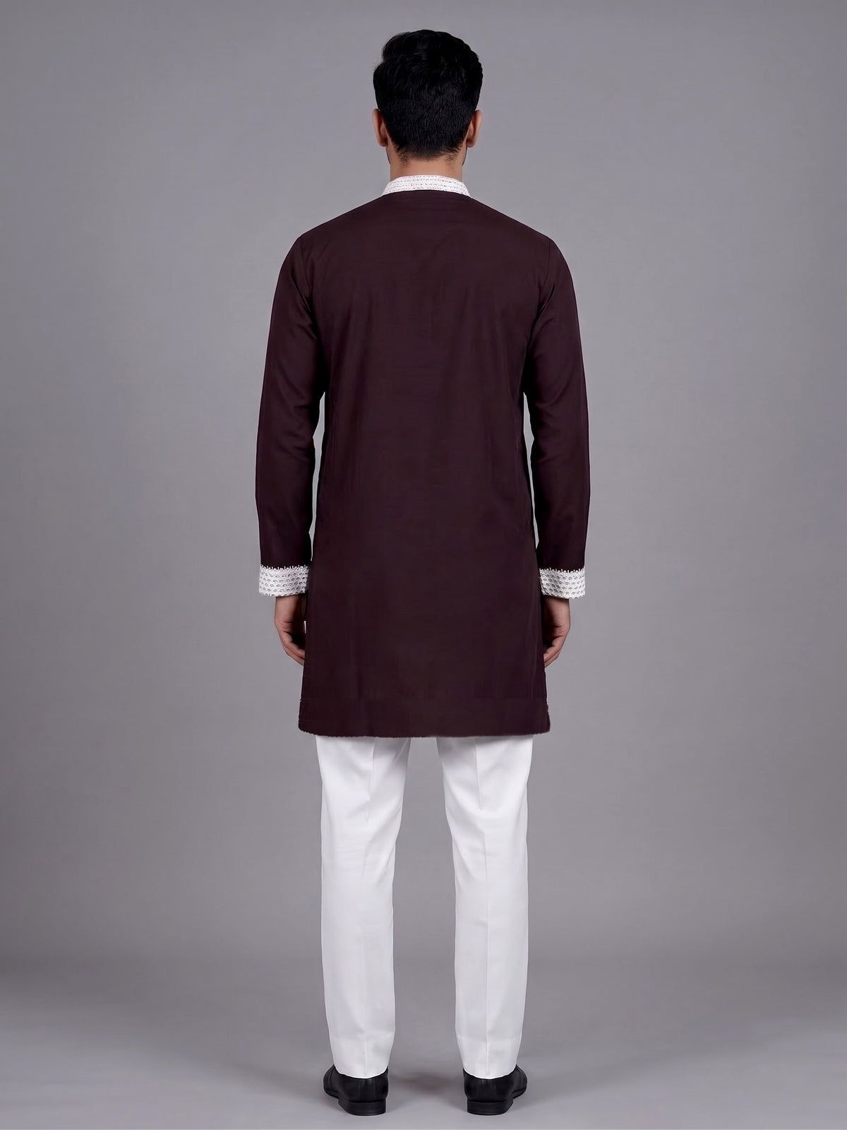 Dark brown polyester viscose mens kurta pajama