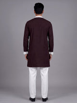 Dark brown polyester viscose mens kurta pajama