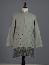 Sage green floral cotton linen mens kurta pajama