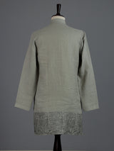Sage green floral cotton linen mens kurta pajama