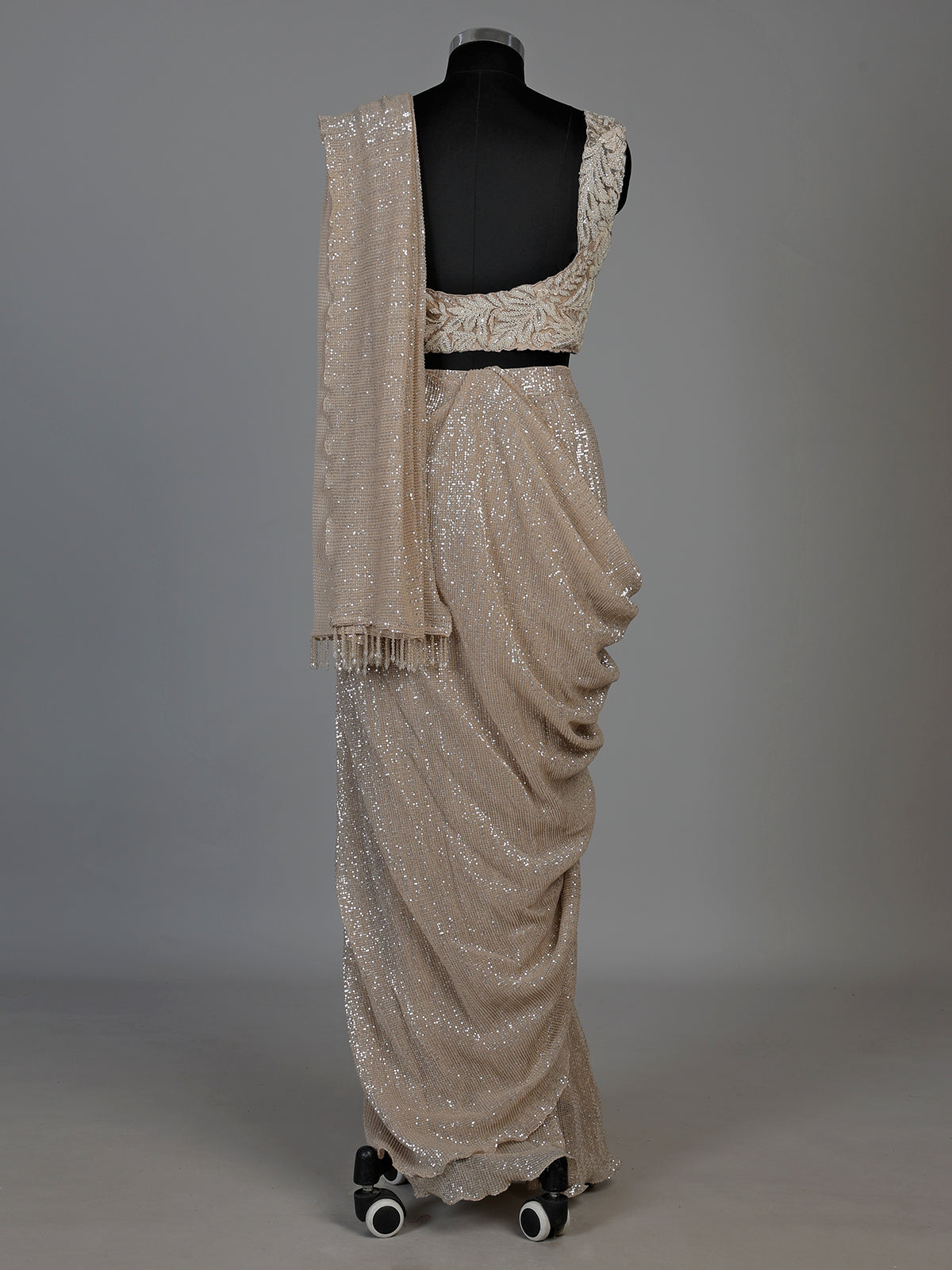 Beige designer ready to wear premium saree for women