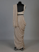 Beige designer ready to wear premium saree for women