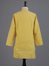 Light yellow cotton linen zardosi mens kurta pajama