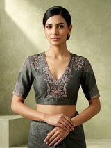 Grey shimmer silk embellished lehenga choli for women
