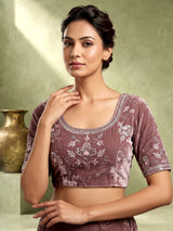 Wine embroidered mirror embellished women organza lehenga choli