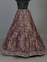 Wine embroidered mirror embellished women organza lehenga choli