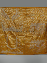 Mustard yellow cutdana zari embellished women’s raw silk lehenga choli