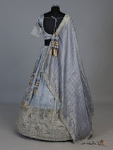 Icy slate blue crush silk luxurious lehenga choli for women