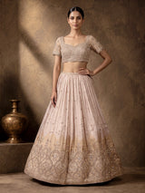 Peach crush silk graceful embellished lehenga choli for women