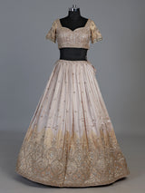 Peach crush silk graceful embellished lehenga choli for women