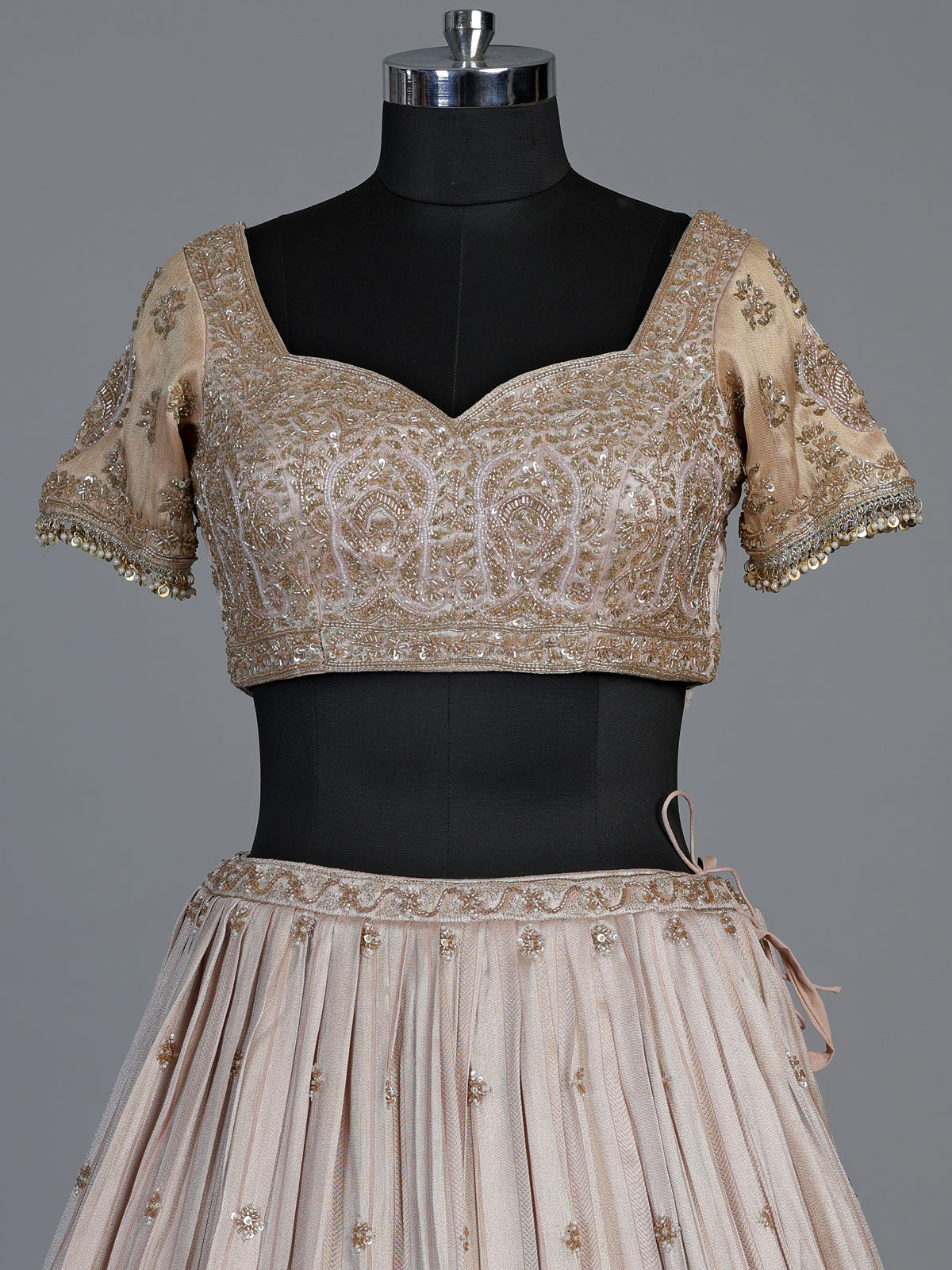 Peach crush silk graceful embellished lehenga choli for women