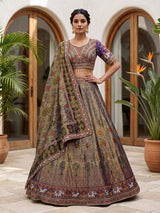 Grey patola silk regal embroidered lehenga choli for women