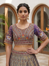 Grey patola silk regal embroidered lehenga choli for women