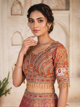 Peach modal silk embellished lehenga choli for women