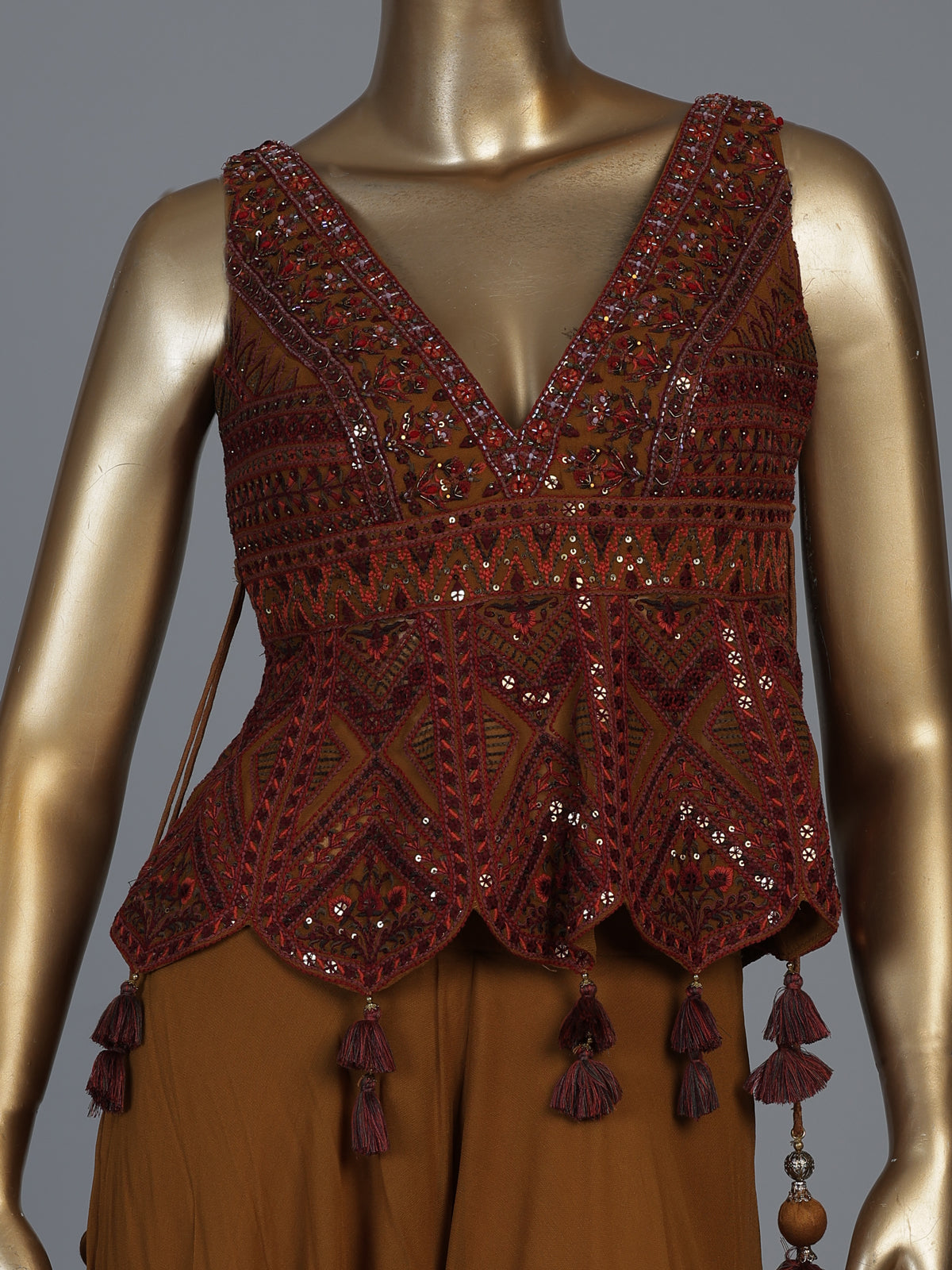 Mustard yellow georgette designer palazzo suit for festive celebrations