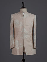 Light pink linen indowestern set for men with jacket