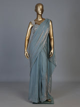 Pastel mint blue tissue silk ready to wear saree