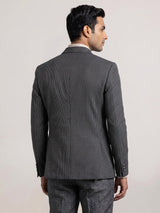 Charcoal grey birdseye textured blazer for men evening occasions