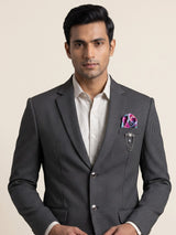 Charcoal grey birdseye textured blazer for men evening occasions