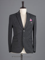 Charcoal grey birdseye textured blazer for men evening occasions