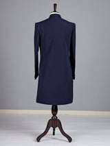 Navy terry rayon sherwani for men with zardosi collar detailing