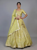 Mehendi yellow georgette silk lehenga choli with dupatta