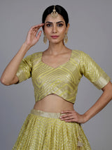 Mehendi yellow georgette silk lehenga choli with dupatta