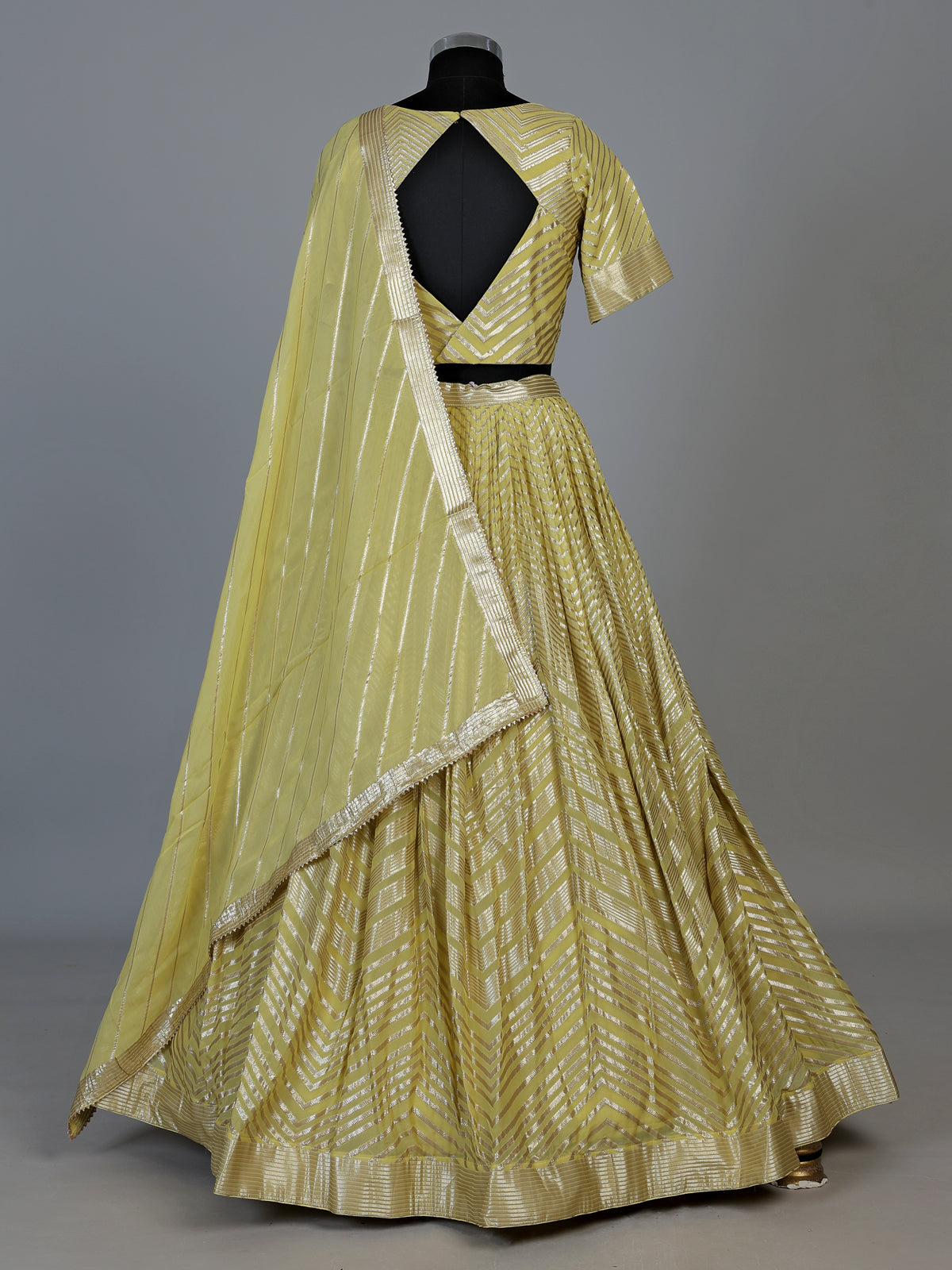 Mehendi yellow georgette silk lehenga choli with dupatta