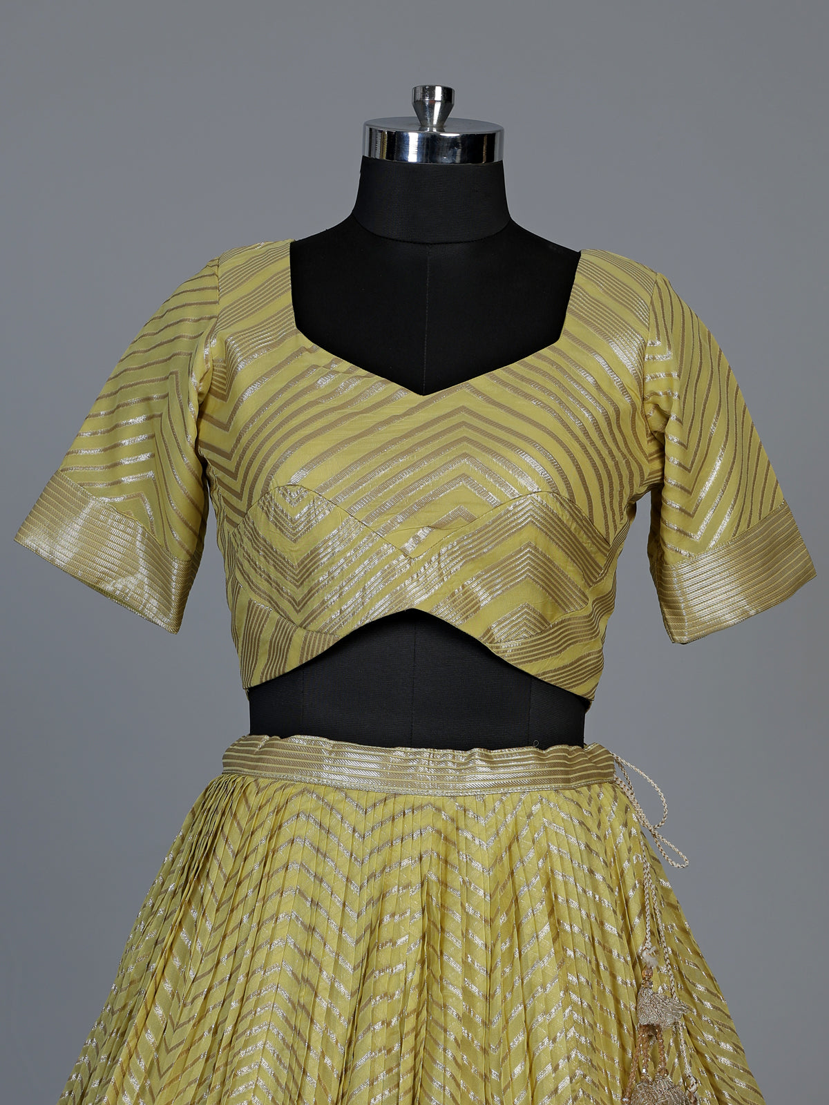 Mehendi yellow georgette silk lehenga choli with dupatta
