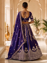 Purple raw silk lehenga choli with resham sequins detailing