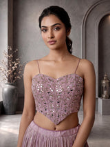Mauve purple chiffon silk designer lehenga choli with dupatta