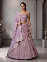 Mauve purple chiffon silk designer lehenga choli with dupatta