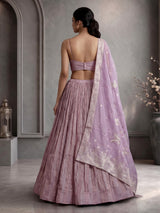Mauve purple chiffon silk designer lehenga choli with dupatta