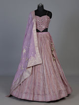 Mauve purple chiffon silk designer lehenga choli with dupatta