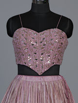 Mauve purple chiffon silk designer lehenga choli with dupatta