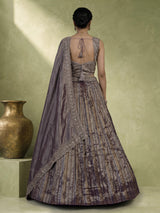 Pastel purple tissue silk lehenga choli with elegant dupatta