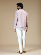 Lilac purple linen floral waistcoat set for men