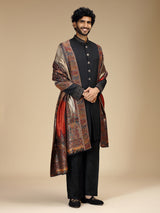 Classic black mens indo western with dupatta