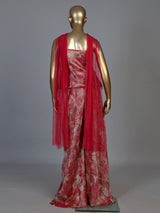 Rani pink silk party wear designer palazzo suit with dupatta