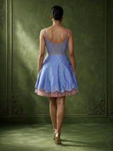 Ice blue raw silk designer salwar suit for receptions