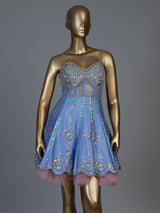 Ice blue raw silk designer salwar suit for receptions