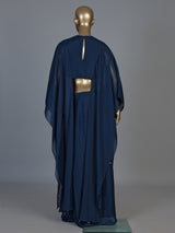Peacock blue chinon silk indowestern suit for celebrations