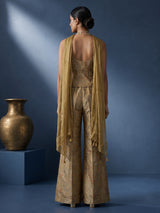 Mehendi olive printed tissue silk designer palazzo suit with dupatta