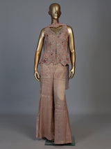 Onion pink tissue silk designer palazzo suit with elegant dupatta
