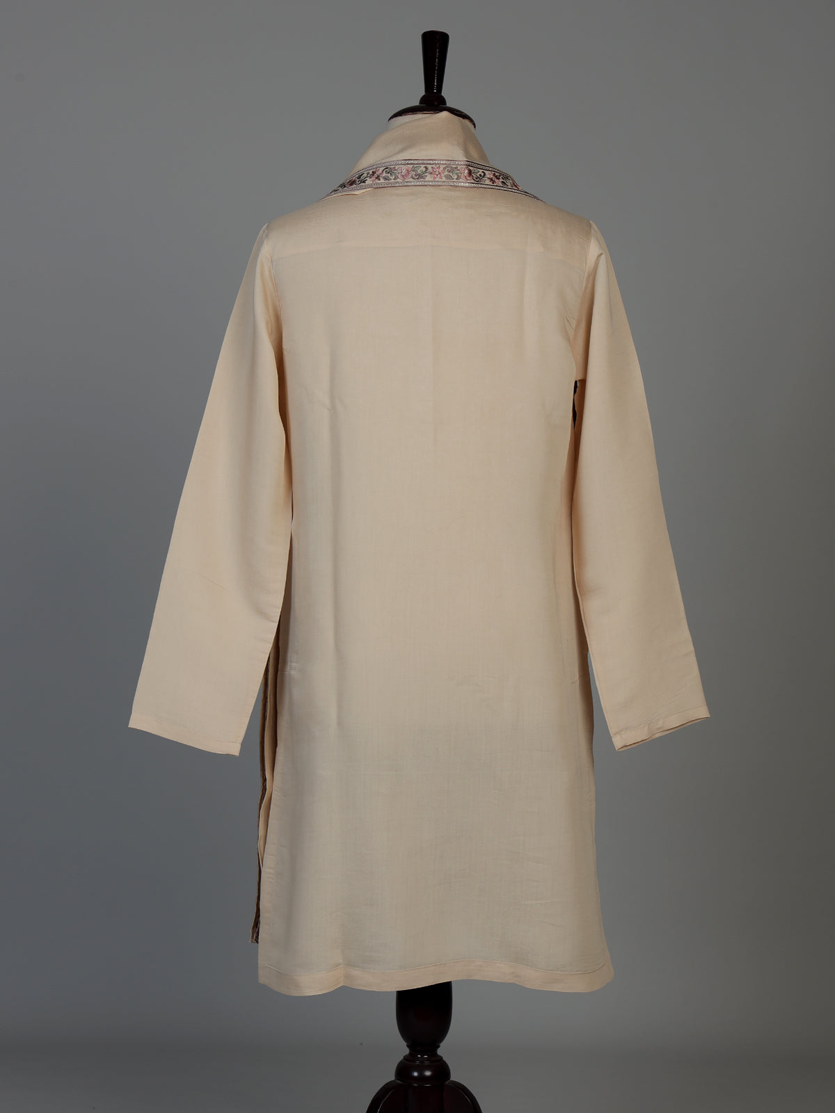 Beige cotton silk mens kurta suit with embroidered dupatta