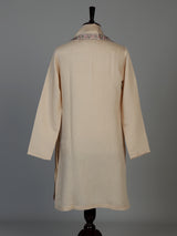 Beige cotton silk mens kurta suit with embroidered dupatta