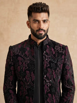 Black signature  mens  indo western open jacket