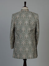 Sage green regal  mens  indo western open jacket with jharokha
