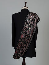 Black luxury  mens  indo western with kashmiri jamawar stole