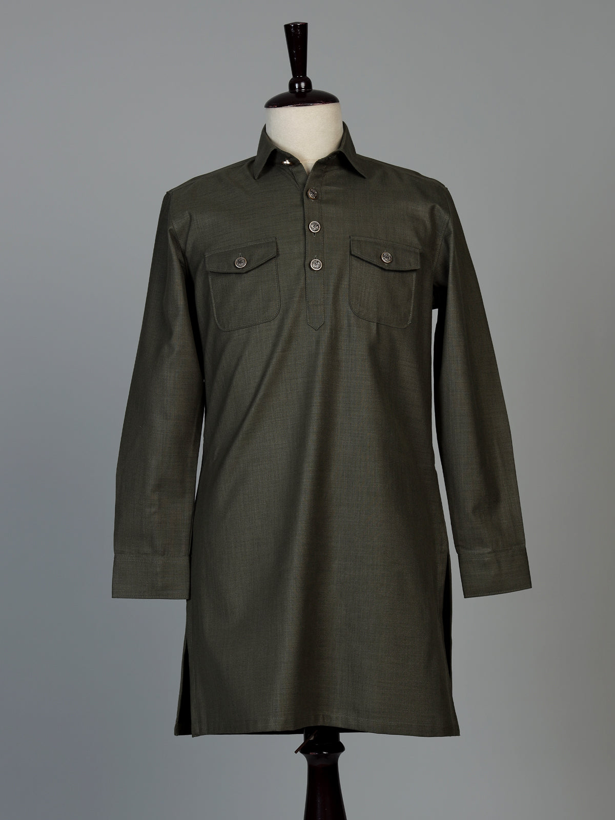 Mehendi green cotton linen men pathani suit
